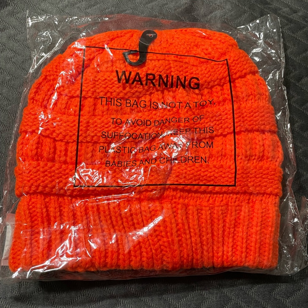 C.C Bright Orange Beanie - Picture 2 of 4